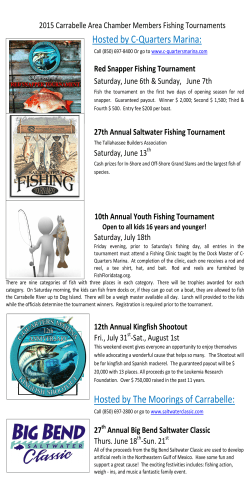 2015 Member Hosted Fishing Tournaments