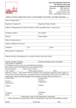 APPLICATION FORM FOR NEW CUSTOMERS WANTING TO HIRE