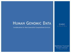 Human Genomic Data: Considerations for Next Generation