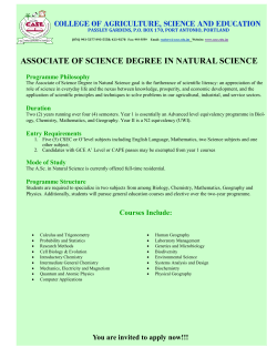 ASSOCIATE OF SCIENCE DEGREE IN NATURAL SCIENCE