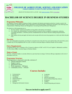 BACHELOR OF SCIENCE DEGREE IN BUSINESS STUDIES