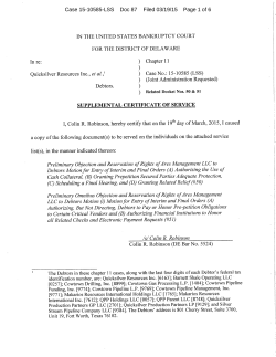Supplemental Certificate of Service re