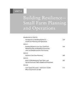 Unit 6.0 Building ResilienceâSmall Farm Planning and Operations
