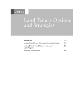 Land Tenure Options and Strategies