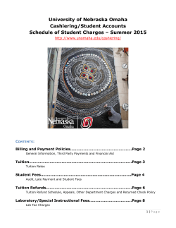 Summer 2015 Schedule of Student Charges