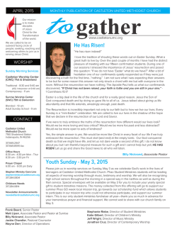 Youth Sunday - May 3, 2015 - Castleton United Methodist Church