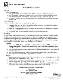 2015 Ambassador Application - College of Arts & Sciences