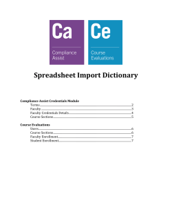 Spreadsheet Import Dictionary