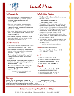 CK Cafe Menu - The Cathedral Kitchen