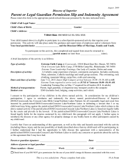 Parent or Legal Guardian Permission Slip and Indemnity Agreement