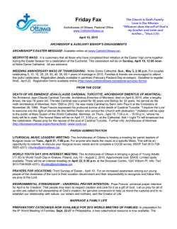 April 10, 2015 - Archdiocese of Ottawa