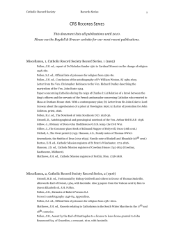 List of back issues - Catholic Record Society
