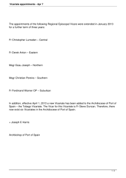 Vicariate appointments - Apr 7