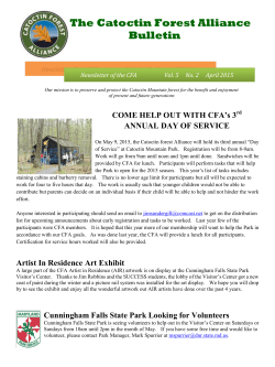 The Catoctin Forest Alliance Bulletin April 2015