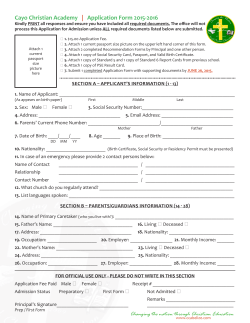CCA Application Form - Cayo Christian Academy