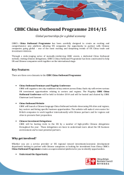 CBBC China Outbound Programme 2014/15 - China