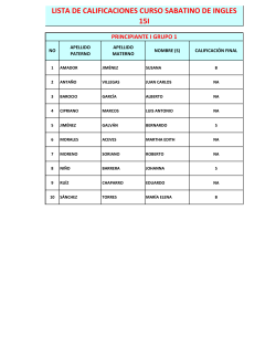 Lista de calificaciones de los cursos sabatinos de inglÃ©s 15-I"