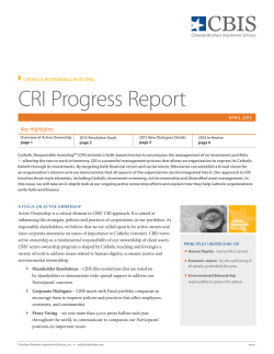 CRI Progress Report
