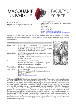 Unit Information - Chemistry and Biomolecular Sciences