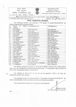Order No. 22/2015-Transfers in the grade of Superintendent dated