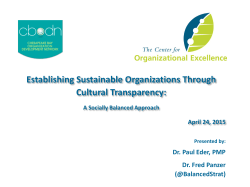 Establishing Sustainable Organizations through Cultural Transparency