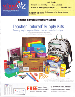 4th Grade School Supply Kit Order 2015-16