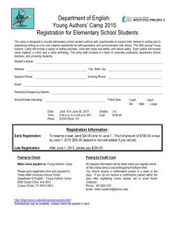 YA Camp Elementary School (Grades 3-5) Registration