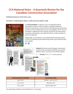 CCA National Voice â A Quarterly Review for the Canadian