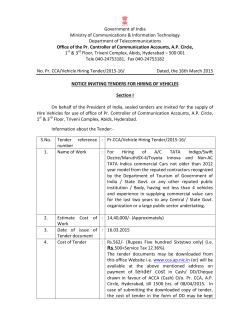 NIT for hiring of Vehicle - Controller Communication Accounts AP