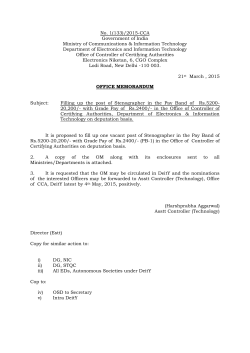 No. 1(133)/2015-CCA Government of India Ministry of