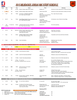 2015 Juneau Event Schedule