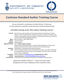 Cochrane Standard Author Training Course