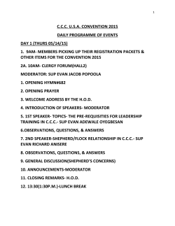 C.C.C. U.S.A. CONVENTION 2015 DAILY PROGRAMME OF
