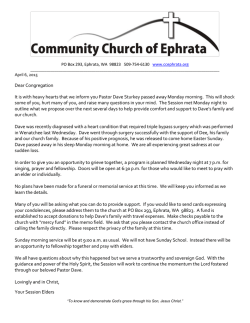 Dave Sturkey passed - Community Church of Ephrata
