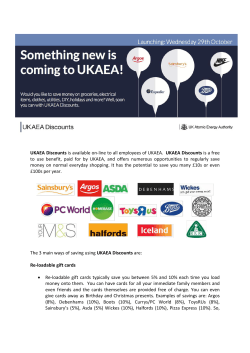 UKAEA Discounts is available on-line to all employees of