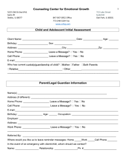 Child and Adolescent Initial Assessment Form