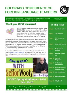 Spring 2015 - Colorado Congress of Foreign Language Teachers