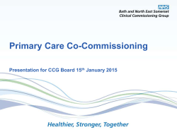 Primary Care Co-Commissioning â Governance implications