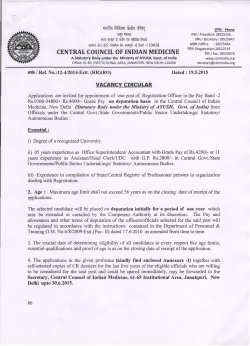 Post of Registration Officer - Central Council of Indian Medicine