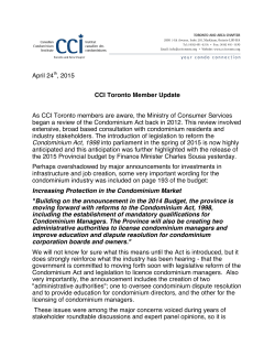 April 24th, 2015 CCI Toronto Member Update As CCI Toronto