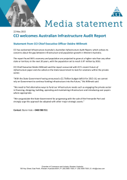CCI welcomes Australian Infrastructure Audit Report