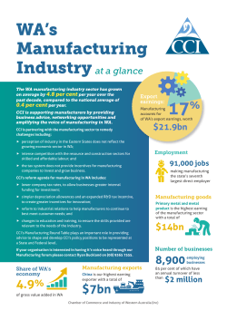 WA`s Manufacturing - Chamber of Commerce and Industry