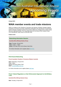 to view upcoming WAIA events - Chamber of Commerce and Industry