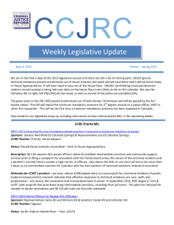 Weekly Legislative Update - Colorado Criminal Justice Reform