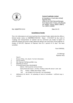 Cancellation of tender This is for information to all concerned
