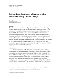 Intercultural Inquiry as a Framework for Service Learning Course