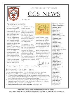 Current Newsletter - Cloverdale Catholic School