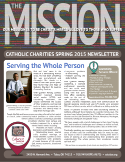 Spring 2015 Newsletter - Catholic Charities Tulsa