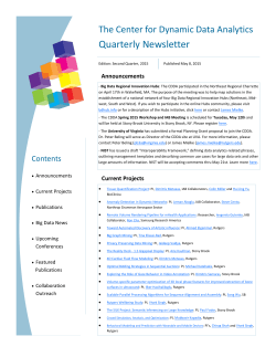 Latest CDDA Newsletter - Center for Dynamic Data Analytics