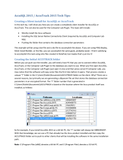AccuSQL 2015 / AccuTrack 2015 Tech Tips:
